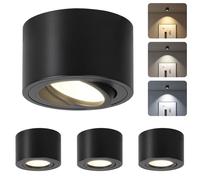 CANMEIJIA Plafonnier LED 7W CCT Surface Spot Orientable Noir 80x50mm 4 Pcs