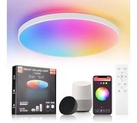 CANMEIJIA Plafonnier LED RGBCW 24W 30cm Blanc IP44 Compatible Alexa/Google | L'installation facile de ce luminaire rond noir de 30cm permet d'éclairer parfaitement vos chambres, salons et cuisines.