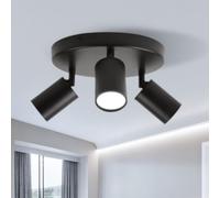 CANMEIJIA Plafonnier Noir 3 Spots, Plafonnier Spot Led Orientable, Spot Orientable GU10 Base Standard, Rotation de 350, Sans Ampoules, Spot Interieur Plafond Pour Cuisine Chambre Salon Couloir