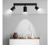 CANMEIJIA Plafonnier Noir, 3 spots, Spot Led Orientable, Applique Murale Orientable, Luminaire GU10, Compatible Avec Chaque Lampe, Pour Cuisine Chambre Salon