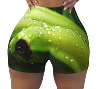 Canna or Indian Shot Short de sport imprimé pour femme Pantalon de sport tendance pour tous les jours Pantalon de yoga décontracté, noir, Taille XL