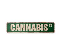 CANNABIS Plaque de rue vintage en métal et plastique, chanvre, herbe, drogue, haschisch