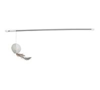 Canne À Jouer Pour Chat - Trixie - Balle En Peluche - Herbe À Chat - Plumes Flottantes - 46 Cm - Gris - Jouet Interactif