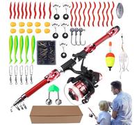 Canne à pêche, accessoires de pêche pour - Kit de pêche télescopique léger 55 pièces avec accessoires pour la pêche en eau douce sur pont, kayak sur perche, crappie et poissons
