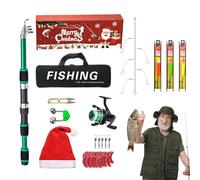 Canne À Pêche avec Leurres | Matériel pour Eau Douce Et Eau Salée - Set De Canne pour Débutants De Noël | pour Garçons, Père, Amis, Hommes, Lac, Ruisseau, Rivière, Étang, Réservoir