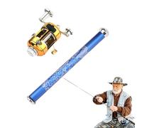 Canne à pêche avec Stylo, Petite Canne télescopique, Canne Pliante et Moulinet, Accessoires de pêche, équipement de pêche Portable pour Camping, randonnée, Sortie, d'aluminium, Fibre de