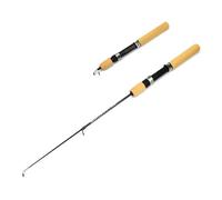 Canne À Pêche Canne À Pêche Aux Crevettes d'hiver Mini Glace Moulinets De en Métal Élastique Carbone Appât Anti-dérapant Bois Couleur Poignée Tige Coulée(80cm Rod No Reel)
