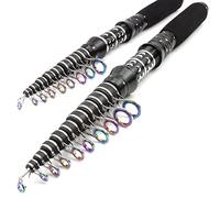 Canne A Peche,Canne A Peche Mer 1,5-3,0 m ultranhort Mini Bateau de Navigation Canne Poche télescopique Tige pêche pli-boutier la Fibre Carbone Dure Chariot Portable(2.1 m)