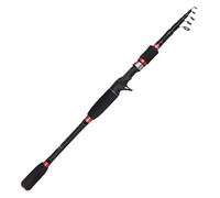 Canne à PêChe Canne à pêche télescopique en Fibre de Carbone Super Dure 1,8 m 2, for Lancer et Nourrir Les leurres(Red-Casting Rod,1.8M)