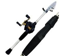 Canne à pêche Casting Combo Canne télescopique en Carbone et Moulinet Baitcasting Kit de Voyage Portable Poids d'appât 10-30g pour Voyage, océan(2.1M,Yellow)