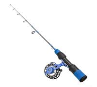 Canne à pêche courte en carbone 57 cm pour trois sections de pointe interchangeables Soft Tuning pour la pêche d'hiver Manche noir et bleu