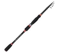 Canne à PêChe Courte en Mer Canne à pêche télescopique en Fibre de Carbone Super Dure pour Les Voyages(Red-Spinning Rod,2.1M)