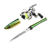 Canne à pêche de poche - Ensemble canne à pêche pliable et moulinet - Canne à pêche de voyage compacte - Ensemble moulinet de pêche portable - Équipement de pêche léger en rivière - Canne à pêche