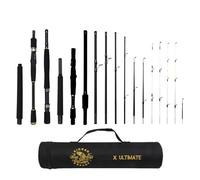 Canne à pêche de Voyage Spinning-Baitcast 25 en 1 Canne à pêche combinée Infinite Ultimate Compact Spin-Cast-Fly en Eau salée, Eau Douce, Basse, Carpe