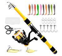 Canne à Pêche Enfant - Kit Complet de Canne Télescopique Portable,pour Camping, Mer et Eau Douce, Bateau, Kayak, Lac, Plage, Étang, Rivière, Surfcasting, Traîne