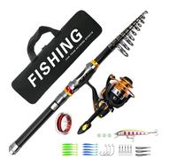 Canne à pêche, Ensemble Complet de Cannes à pêche Spinning universelles en Carbone Manche Droit(2.1m)