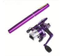 Canne a Peche Ensemble de Cannes à pêche Portables, équipé d'une Roue rotative(Purple)
