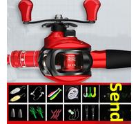 Canne À Pêche Lure Complete Avec Son Étui Longueur 2.4m Couleur Strass Rouge Poignée De Pistolet Et Roues D'eau De Freinage