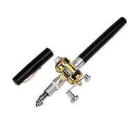 Canne À Pêche Mini Canne à pêche télescopique de Poche Portable avec Roue Moulinet(Black)