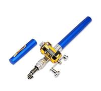 Canne À Pêche Mini Canne à pêche télescopique de Poche Portable avec Roue Moulinet(Blue)