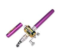 Canne À Pêche Mini Canne à pêche télescopique de Poche Portable avec Roue Moulinet(Purple)