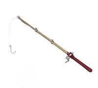 Canne à pêche Miniature rétro pour Maison de poupée, Beau modèle de Mini Canne à pêche vive pour décoration de Maison de poupée Miniature 1/12, Plastique 5,6 Pouces