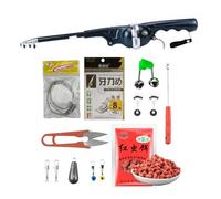 Canne à pêche Pliable, Canne à pêche Pliante | Canne à compacte en Fibre de Verre Pliable,Kit d'équipement de Ergonomique Robuste, leurres de Portables pour Femmes, Hommes, Hommes et