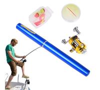 Canne à pêche Pocket Pen - Canne à pêche 4 pièces, mini canne à pêche télescopique avec moulinet, portable et légère pour voyage, camping, randonnée | Kit d'équipement compact pour les pêcheurs
