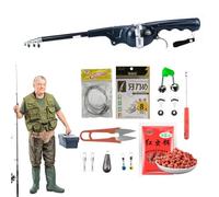 Canne à pêche Portable, Canne à pêche Pliable - Petite Canne à Pliante en Fibre de Verre,Kit d'équipement de léger, leurres de ergonomiques Robustes pour Les pêcheurs