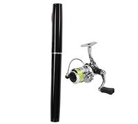 Canne à pêche Portable en Forme de Mini Stylo, rétractable, avec Moulinet, en Alliage d'aluminium Ultra léger, Design Compact pour la pêche en mer, en rivière, en Bateau (Noir)