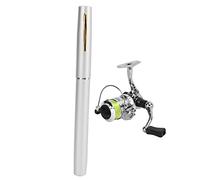 Canne à Pêche Portable en Forme de Stylo, Télescopique 94cm, Aluminium Ultra Léger Violet - Bobine Rotative 4,3:1, Compacte et Pratique (Argent)