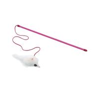 Canne à pêche pour chat à poils longs de souris fourrure Nobby Pet Blanc 46 cm