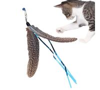 Canne à pêche pour chat avec plumes - Jouet interactif avec plumes pour chaton - Tête de moulin à vent rotative pour jouer dans le bureau, la chambre à coucher, le salon