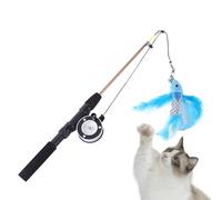Canne à pêche pour chat,canne à pêche pour chat, Jouet rétractable pour chat d'intérieur, Jouets interactifs pour chats en 2 sections, pour l'enrichissement des chats et la décoration de la maison, jo