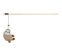 Trixie Canne à pêche pour chat 38 cm – Herbe à chat, motif paresseux beige, polyester/bois