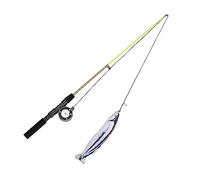 Canne à pêche pour chat - Poulie télescopique - Canne à pêche rétractable - Jouet pour chat - Moulinet manuel - Design réaliste à utiliser pour frapper et mordre (B)