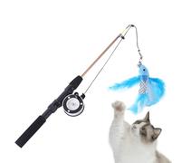 Canne à pêche pour chats : jouet télescopique réaliste, 2 sections de long, entraînement résistant pour chats, jeu distinctif pour l'intérieur ennuyeux | Article de caractère