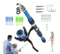 Canne à pêche pour enfants, canne à pêche télescopique de 1,8 m pour le | Pack poisson débutant, ensemble de poissons pour jeunes, kit de démarrage de tacle, petit équipement de quai pour tout-petits