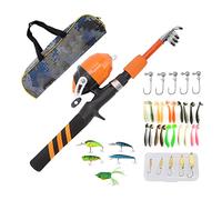 Canne à pêche pour Enfants Orange Mini Portable rétractable Pliable débutant Tout-Petit Ensemble de Canne à pêche Cadeaux pour garçons Filles Adolescents âgés de 3 à 15 Ans
