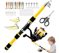 Canne à Pêche pour Garçons | Canne Téléscopique avec Moulinet Combo,Fournitures pour Pêche en Eau Salée, Eau Douce, Zone Côtière, Bord de Lac, à la Traîne, Bateau et Kayak