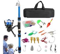 Canne à pêche pour - Kit de pêche pour débutants | Articles de pêche pour | Ensemble d'introduction pour Jeunes en Eau Douce en Eau salée, Canne télescopique, Crochets, flotteurs