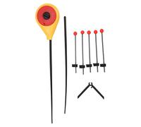 Canne à Pêche sur Glace Portable Hiver, Mini avec 5 Embouts à Ressort, Jaune et Rouge - Matériaux Durables, Léger et Compact, Idéal pour Pêche en Eau Douce et Mer (S)