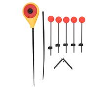 Canne à Pêche sur Glace Portable Hiver, Mini avec 5 Embouts à Ressort, Jaune et Rouge - Matériaux Durables, Léger et Compact, Idéal pour Pêche en Eau Douce et Mer (L)