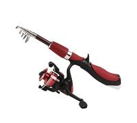 Canne à pêche télescopique 1,4 m avec moulinet - Kit de pêche portable en fibre de carbone pour la pêche en bateau, à la mouche et sur glace