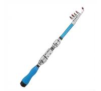 Canne à pêche télescopique à 5 sections ultra courte pliable à 31 cm portable pour bateau rocher ou lancer léger (bleu-1,9 m)