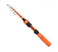 Canne à pêche télescopique avec construction en fibre de carbone pour mini leurre offrant une longueur de lancer de 180 cm et des dimensions de rangement compactes de 34 cm (orange)