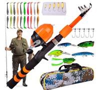 Canne à pêche télescopique - Canne de démarrage Portable, équipement de pêche pour | Poignée Confortable en EVA | Étui de Transport Respirant, équipement de pêche Flexible, idéal pour la pêche