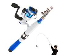 Canne à pêche télescopique Combo - en mer compacte, bâtons pour Hommes, Petit Moulinet d'eau salée et d'eau Douce, kit de pêche de Voyage Portable | Ensemble de poteaux légers en Fiber de Carbon