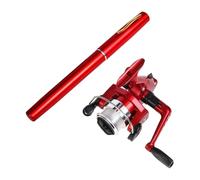 Canne à pêche télescopique compacte avec moulinet rotatif pour extérieur, rouge, 20-100 cm