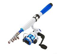 Canne à pêche télescopique compacte avec poignée antidérapante en EVA et moulinet, mini canne à pêche portable pour voyage et utilisation en extérieur (bleu)